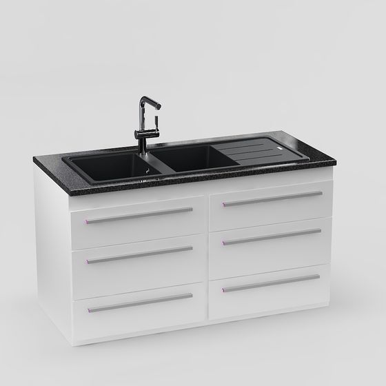 Elegant Low-Poly Kitchen Sink 3D Model