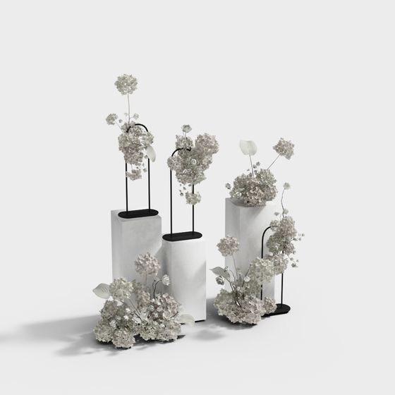 Elegant Low Poly Vase Set 3D model