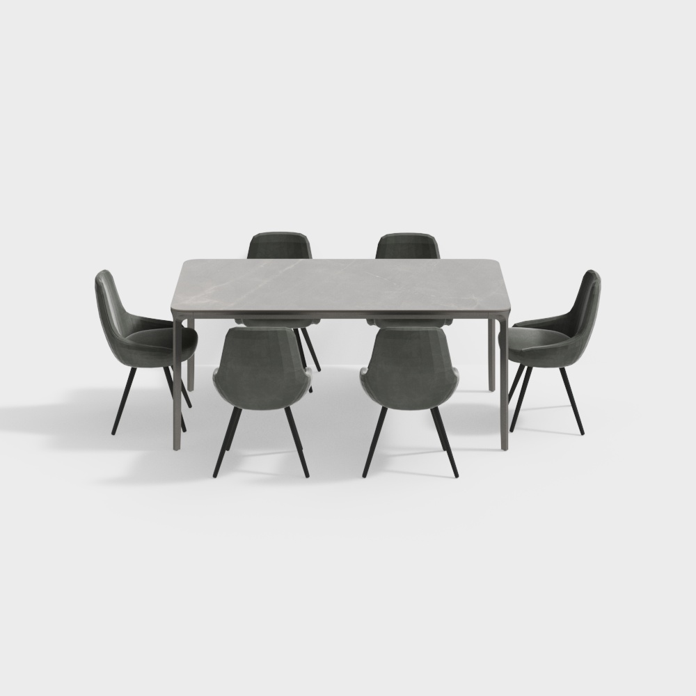 Stylish Marble Dining Table and Chair Set 3D model