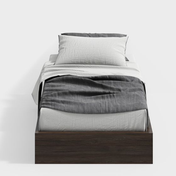 Stylish Modern Bed 3D model for Cozy Interiors