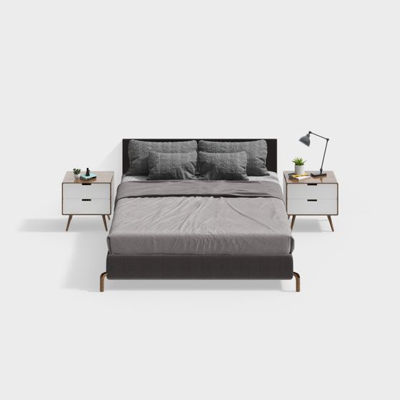 Modern Minimalist 3D Bed Set Model