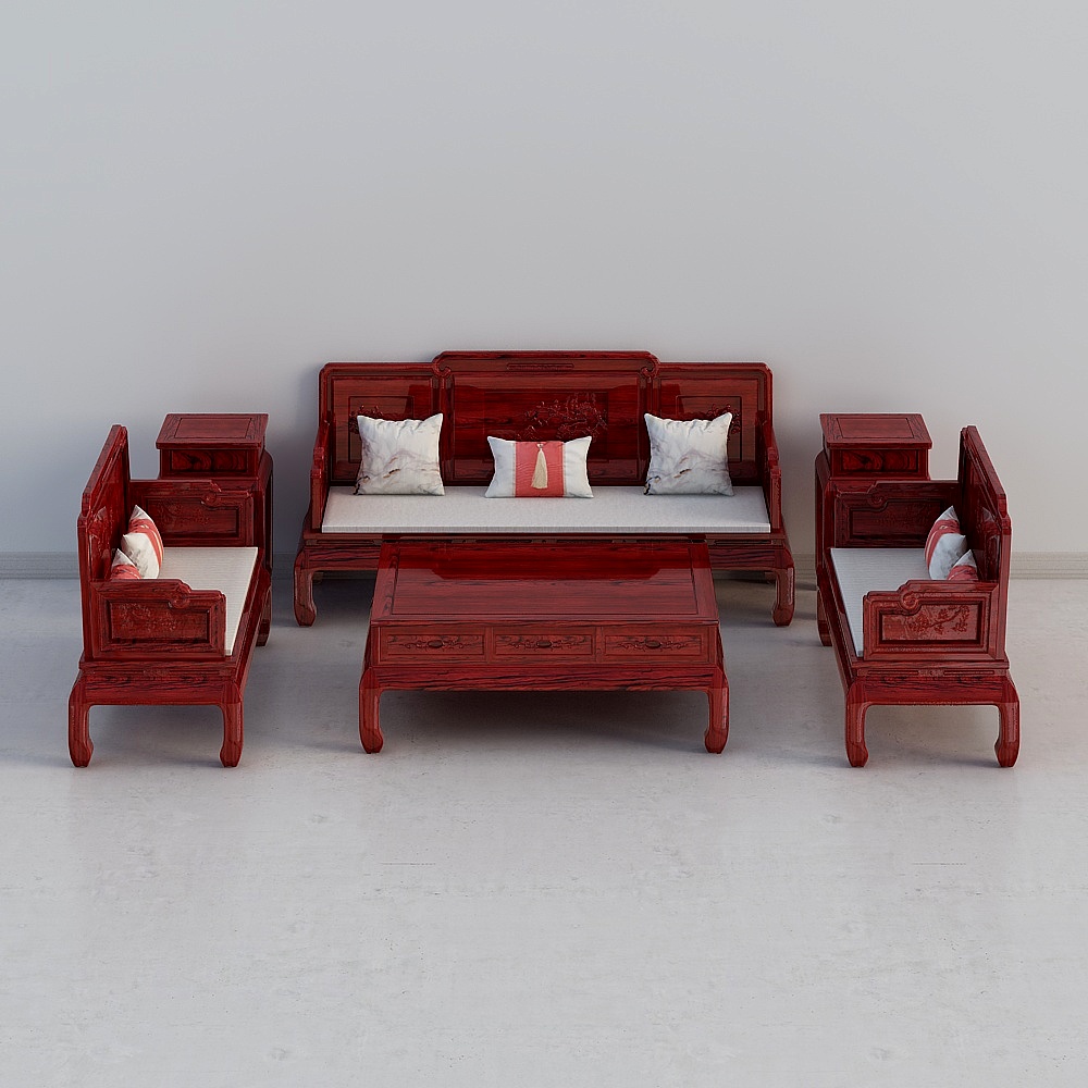 Exquisite Mahogany - Shangli Sofa Six-Piece Set (2.2.3)