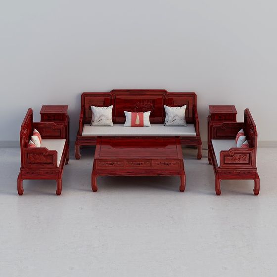 Exquisite Mahogany - Shangli Sofa Six-Piece Set (2.2.3)