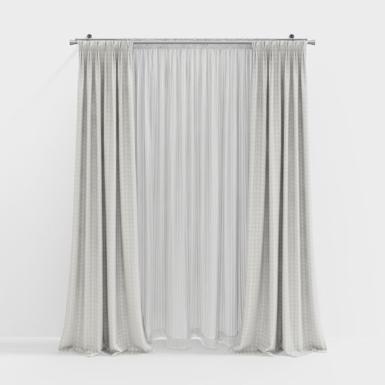 Elegant Low-Poly 3D Curtain Model