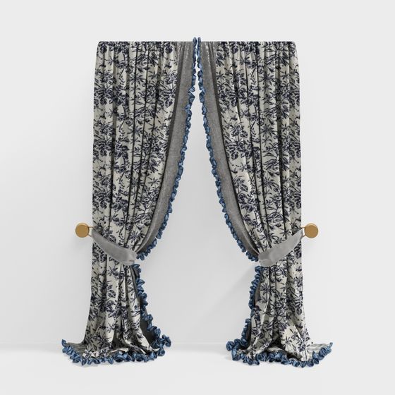 Charming Low Poly Curtain 3D model for Modern Decor