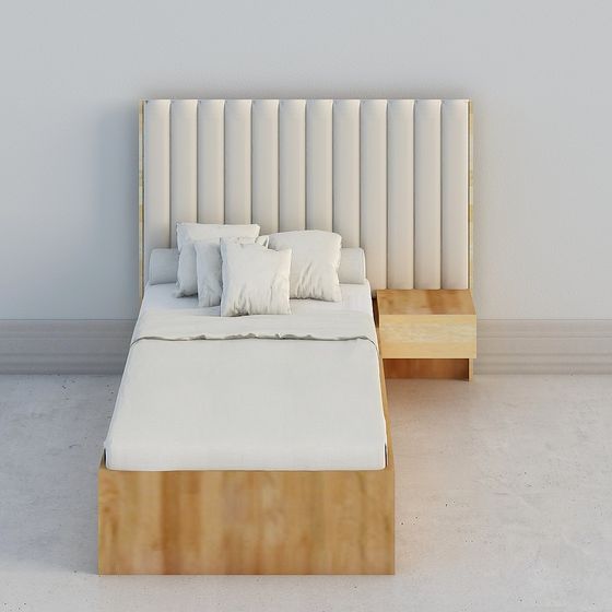 Elegant Low-Poly Bed Frame 3D model