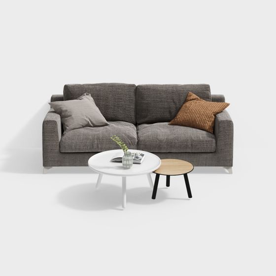 Low Polygon Gray Sofa 3D model Design