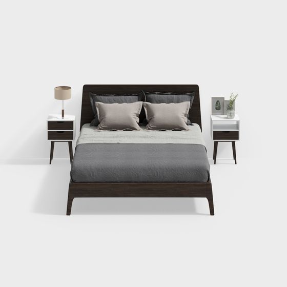 Elegant Low Poly Bed Frame 3D model