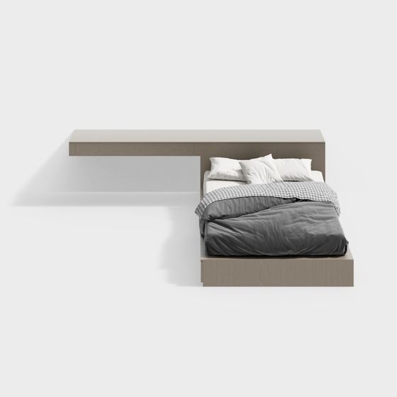 Stylish Minimalist 3D Bed Frame Model
