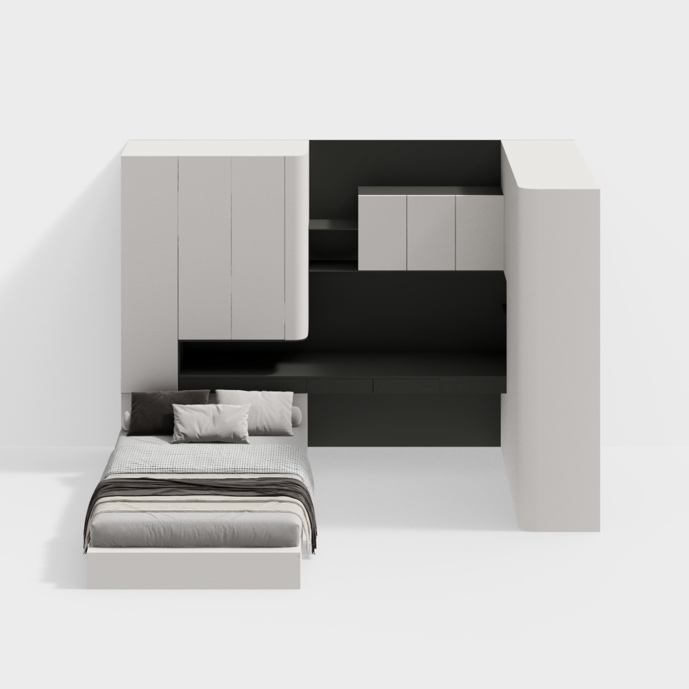 デスクとワードローブ付きの現代ミニマリスト畳