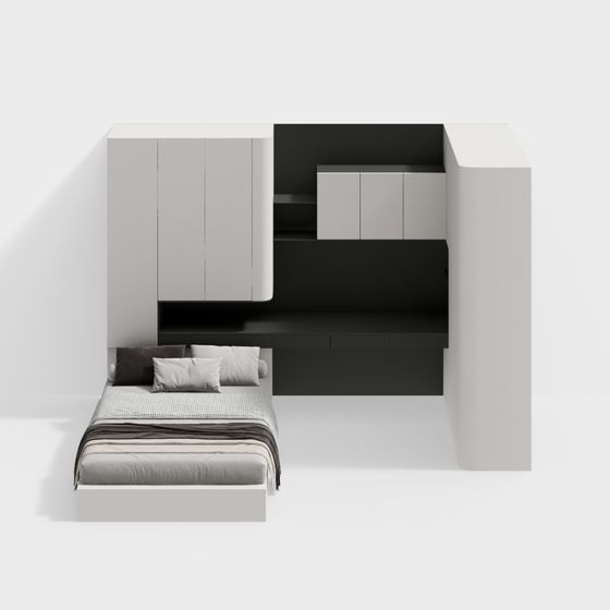 デスクとワードローブ付きの現代ミニマリスト畳