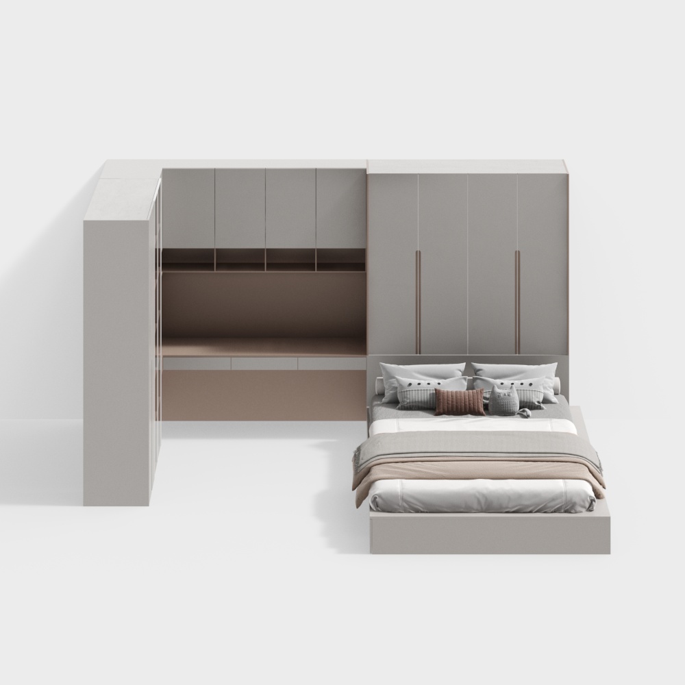 Modern Girl's Room Tatami with Desk and Wardrobe