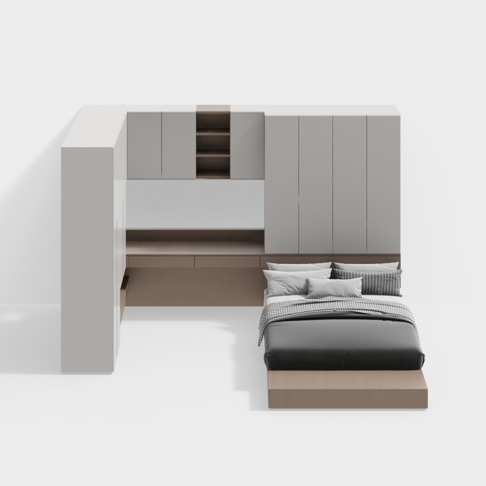 デスクとワードローブ付きモダンミニマリストタタミ