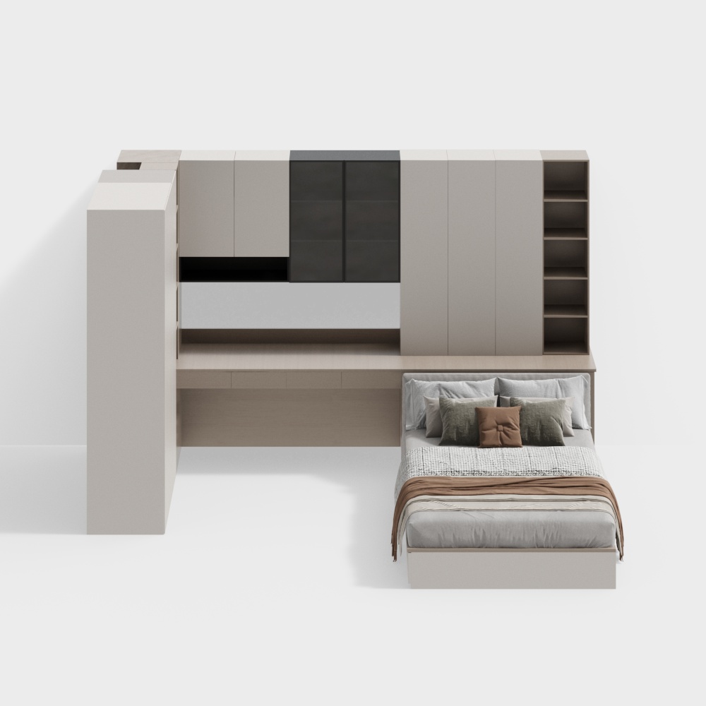 Modern minimalist tatami style with desk and wardrobe