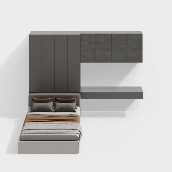 Floating Bed and Wardrobe 3D model