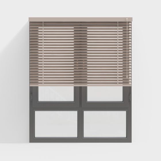 Realistic Brown Shutter Window 3D Model
