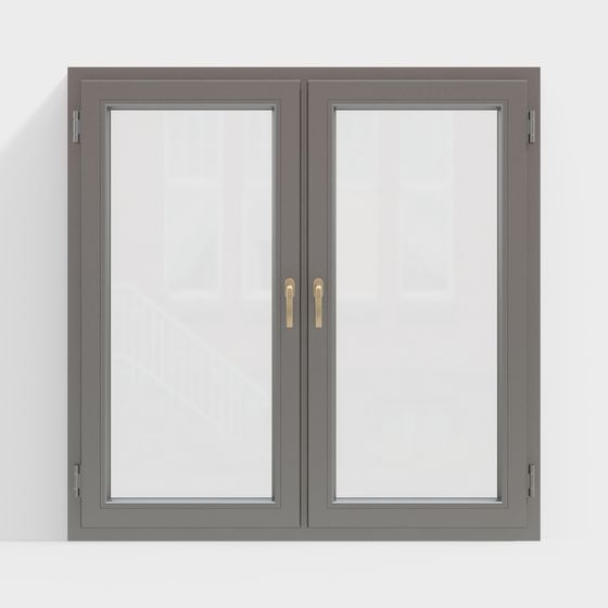 Elegant Double Door Window 3D model