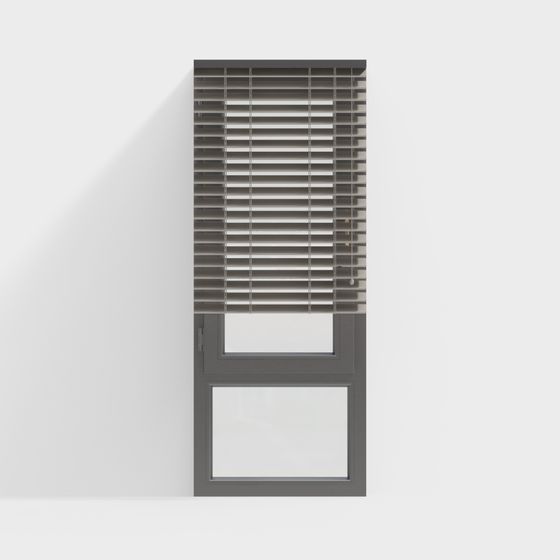 Elegant Low-Polygon Glass and Shutter Window 3D model