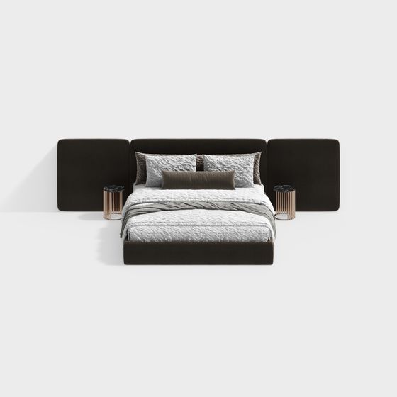 Stylish Low-Poly Black Bed 3D model for Modern Homes