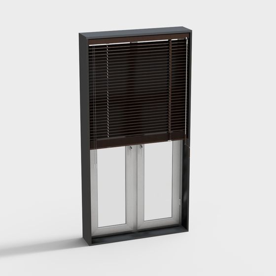 Sleek Minimalist Window Frame and Shutter 3D model