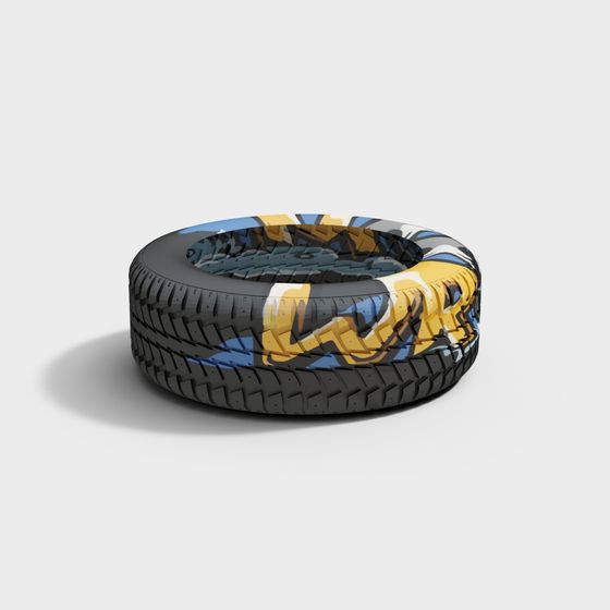 Unique Low-Poly Tire 3D Model