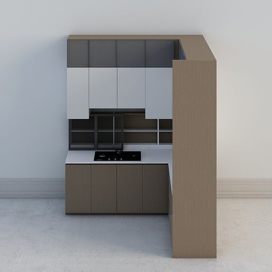 Modern Low-Polygon Kitchen Cabinet 3D model