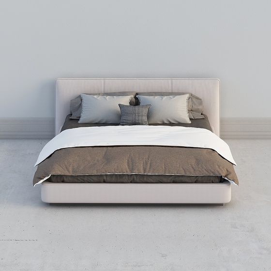 Elegant Low-Polygon Bed 3D model