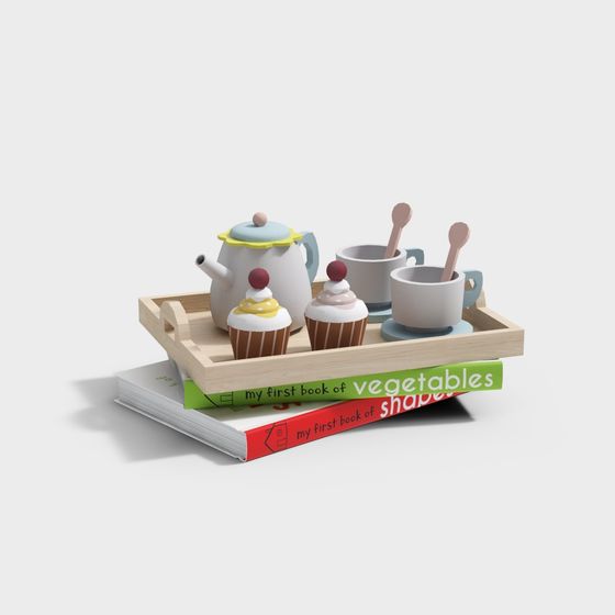 Charming Tea Set 3D model for a Cozy Afternoon