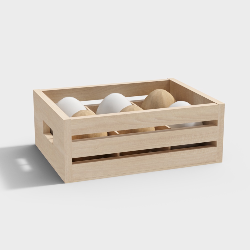Charming Wooden Egg Box 3D model