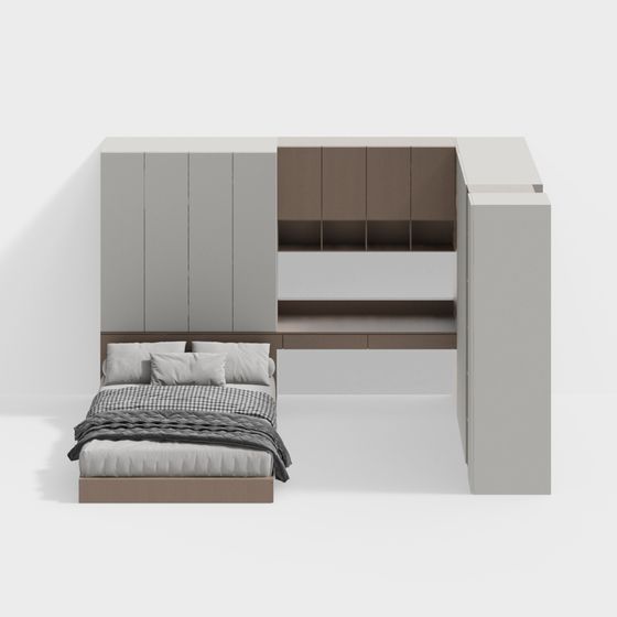 クリームスタイルの畳とワードローブデスク