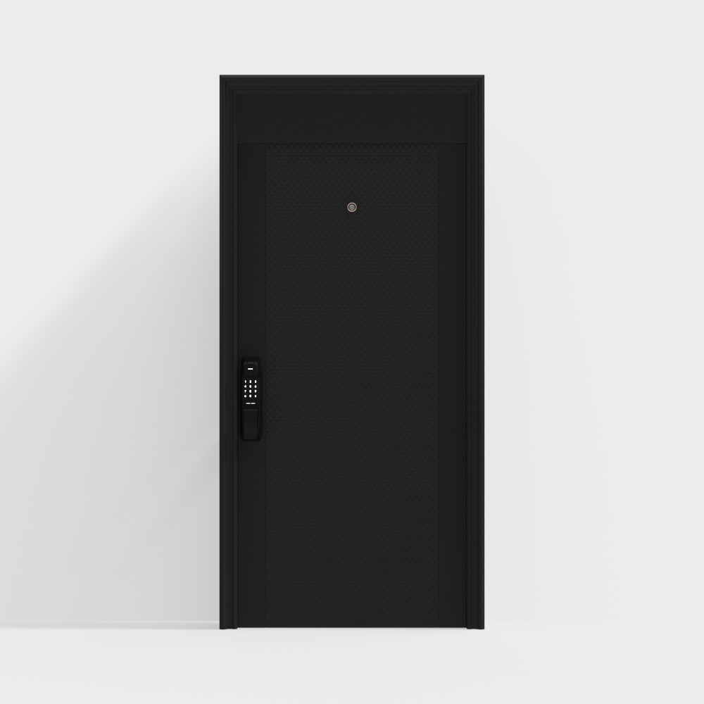 Low-Poly Modern Door 3D Model – Black Textured Design