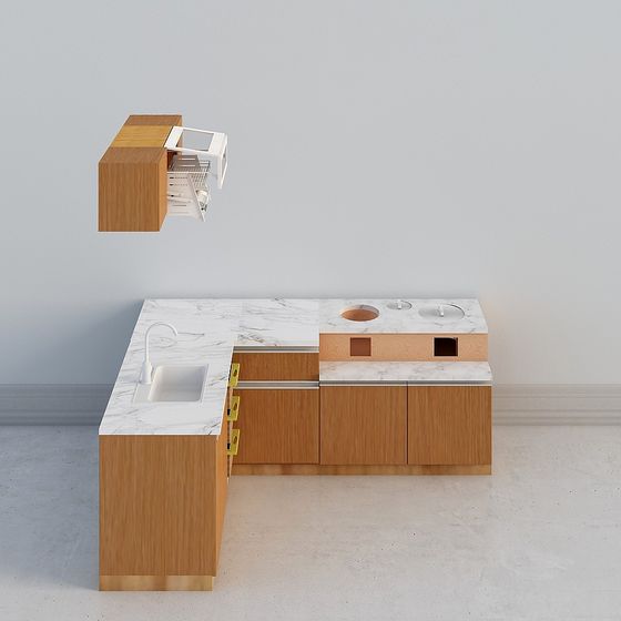 Modern Minimalist Kitchen 3D model Design