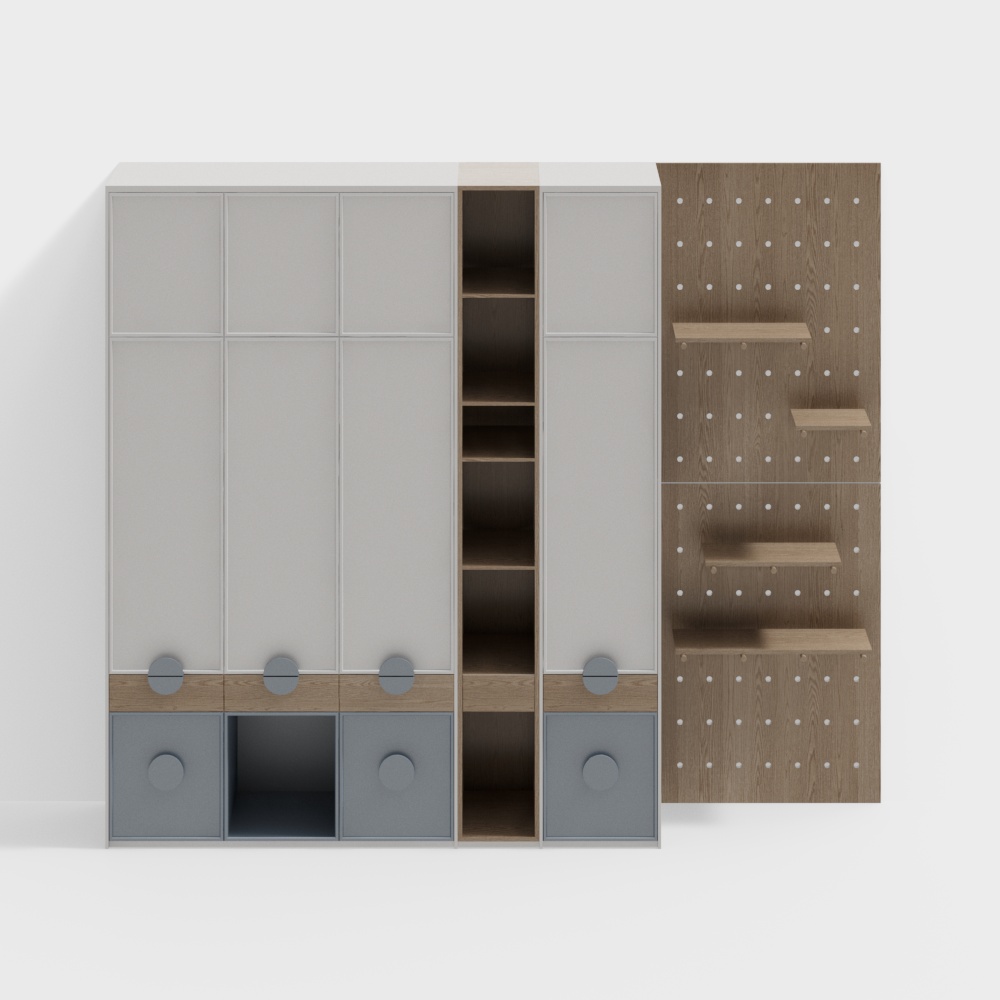 Urban Storage Cabinet 3D Model – Low-Poly Wood Design