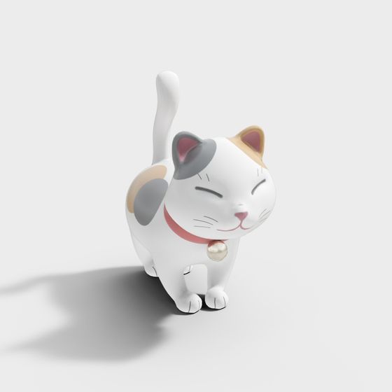 Lucky Cat 3D Model - Low Poly Design