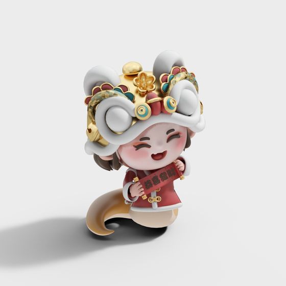 Lucky Cat 3D model - Festive and Joyful
