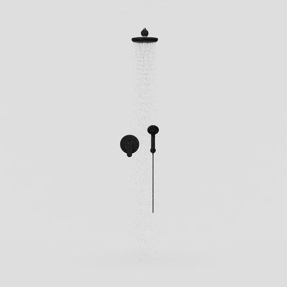 Minimalist Black Shower System 3D model