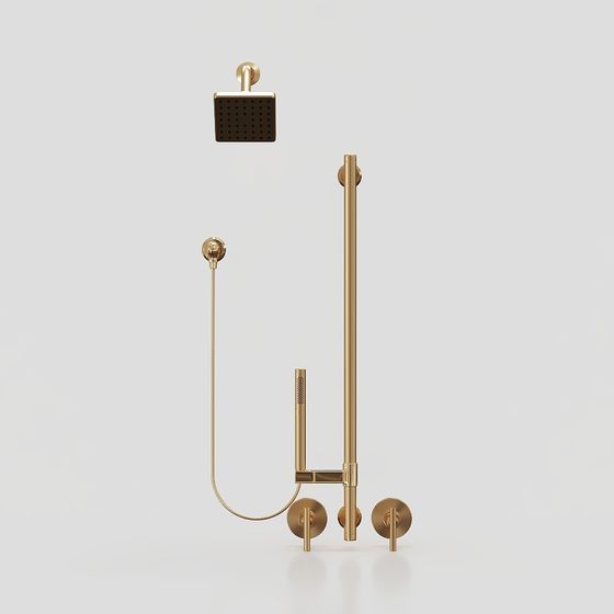 Luxurious Gold Shower System 3D model