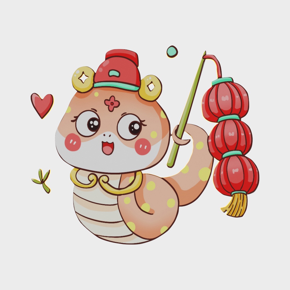 Decorazione Murale per l'Anno del Serpente in Stile Cartoni Animati