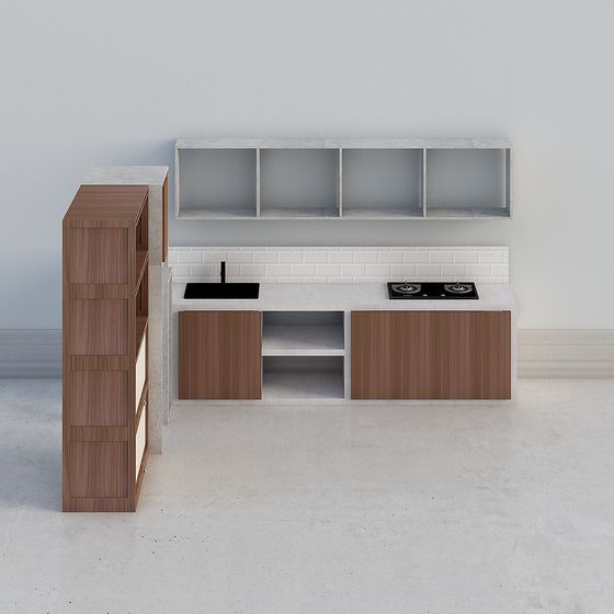 Stylish Kitchen Cabinet 3D model for Modern Spaces