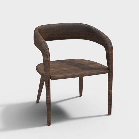 Stylish Curved Wooden Chair 3D model for Modern Spaces