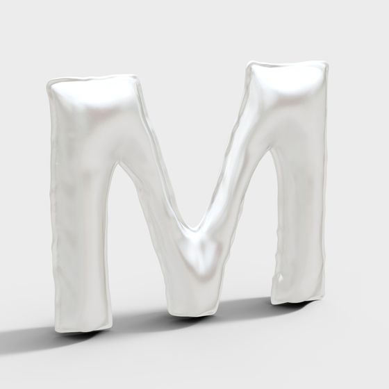 Stylish Flowing Letter M 3D model