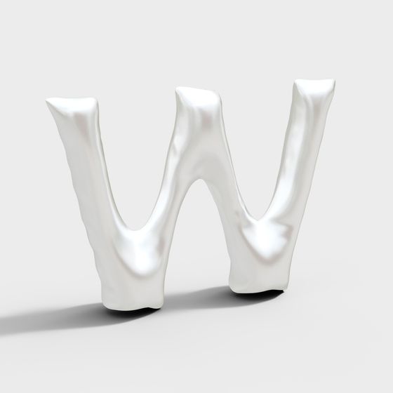 Sleek 3D Letter 'W' Model - Low Polygon Design