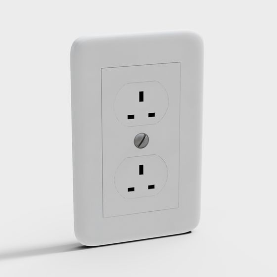 Minimalist 3D Electrical Socket Model