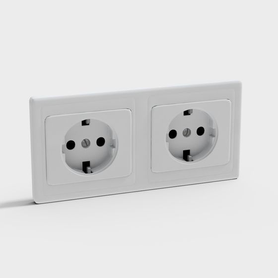 Realistic Double European Socket 3D model