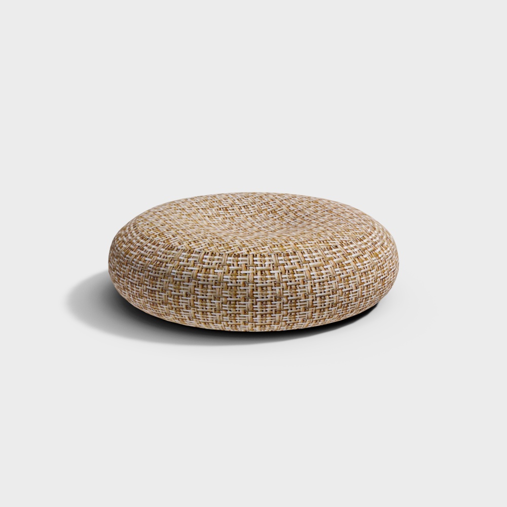 Natural Woven Cushion 3D Model – Rustic Texture