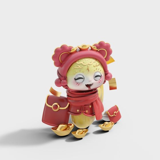 Vibrant Caishen Baby 3D model for Festive Designs