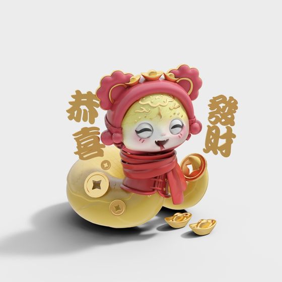 Lucky Cat 3D model - Vibrant and Charming