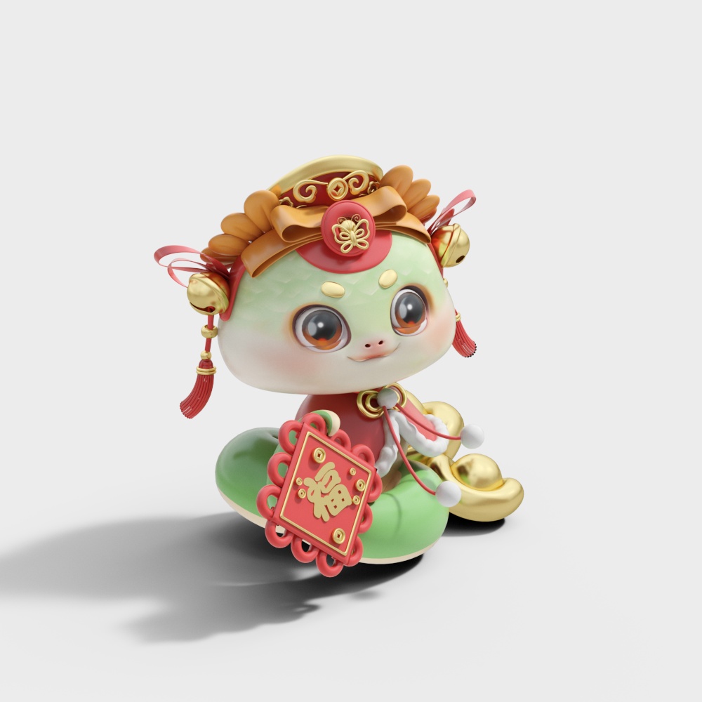 Cartoon Lucky Snake Mascot Ornament