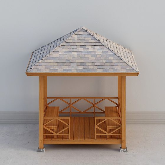 Stylish Low-Poly Gazebo 3D model for Summer Vibes