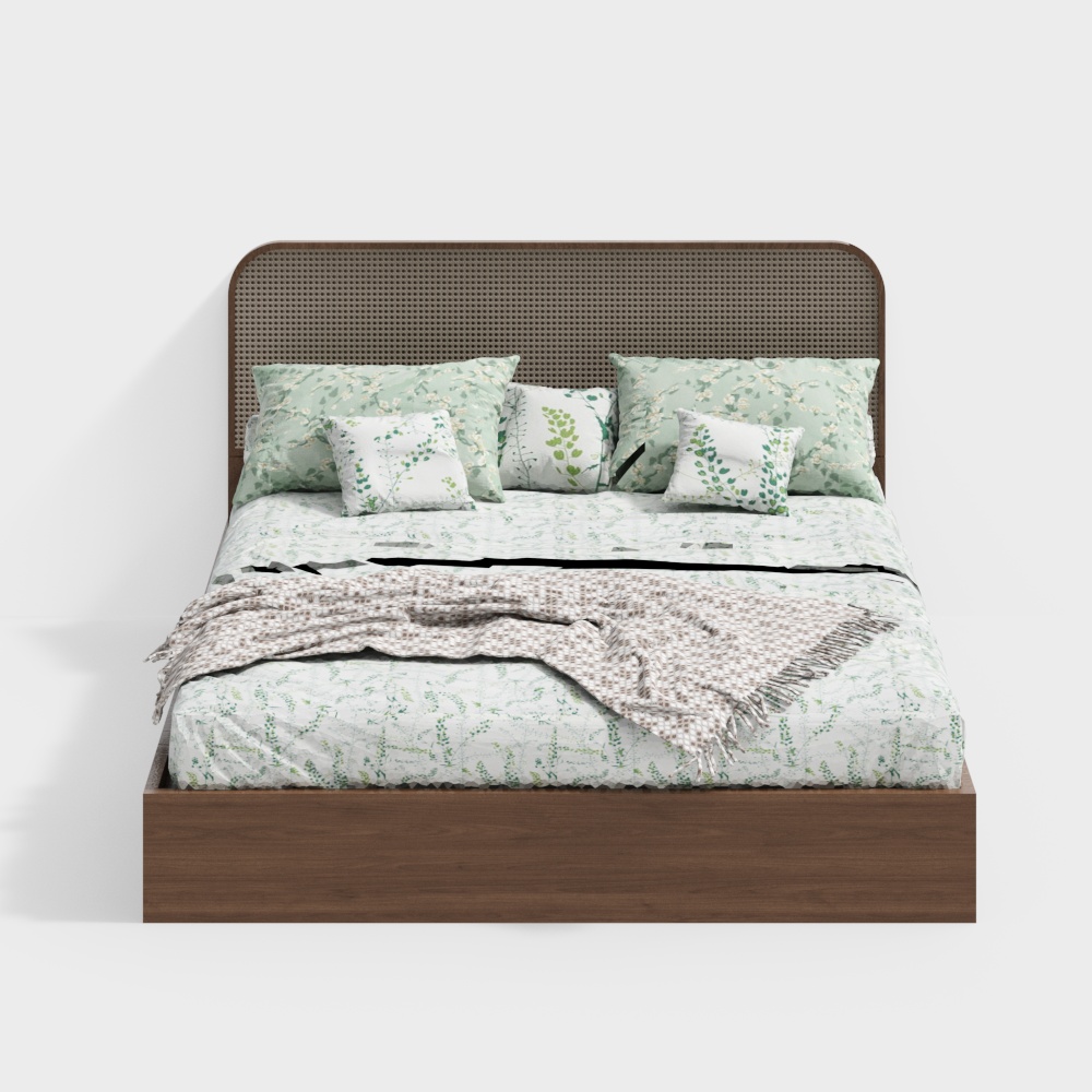 北歐藤編雙人床